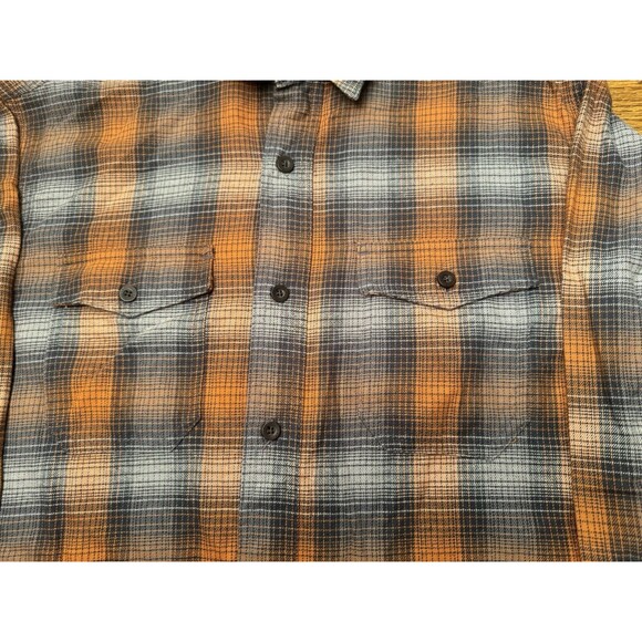 Red Head Brand‎ Co. Long Sleeve Mens Large Orange Grey Flannel Button Up Shirt - Picture 9 of 16